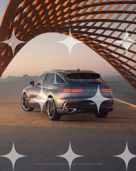 SUV Beneath a Timber Lattice