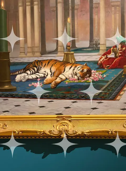 Tiger Resting on a Palace Carpet