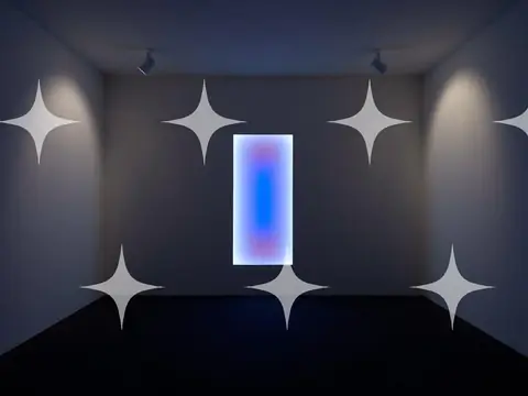 Lit Panel in a Dark Gallery