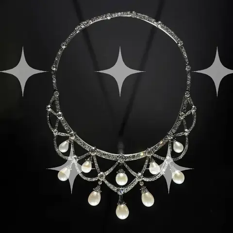 Antique Pearl and Diamond Collar Necklace