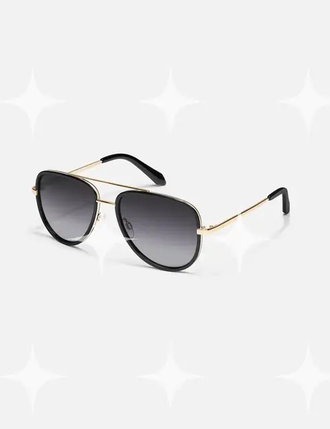 Gold-Rimmed Aviator Sunglasses