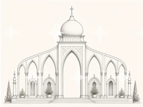 Gothic Pavilion, Front Elevation
