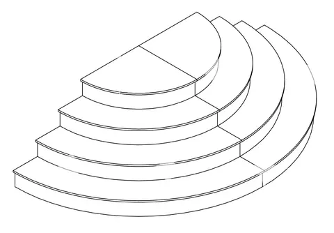 Tiered Curved Steps, Line Drawing