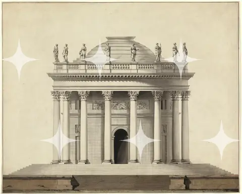 Temple Front Elevation Drawing
