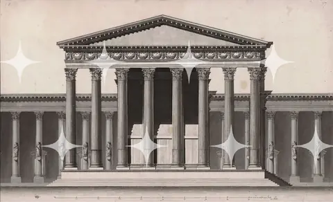 Engraved Temple Portico