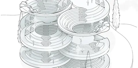 Stacked Contour Study, Line Drawing