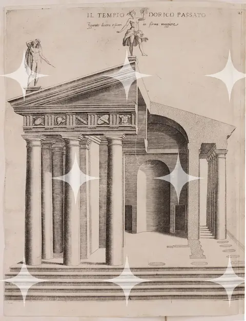 Doric Temple, Cutaway Engraving
