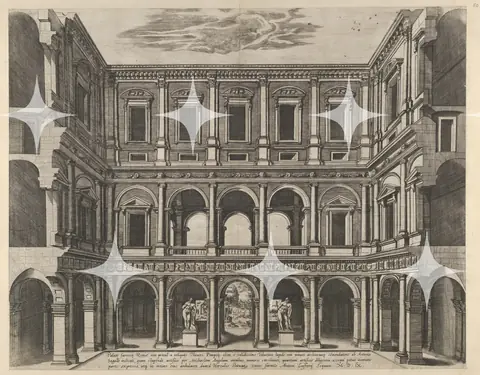 Renaissance Courtyard, Engraving