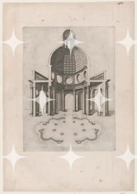 Domed Pavilion and Plan, Engraving