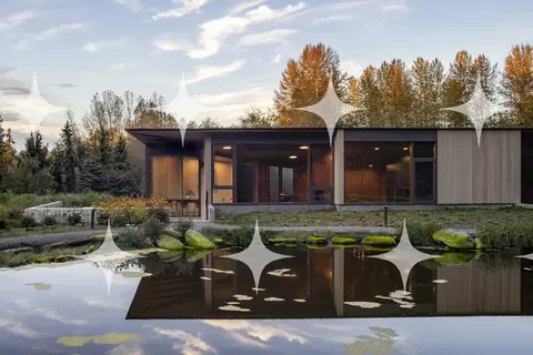 Lily Pond Before a Glazed House