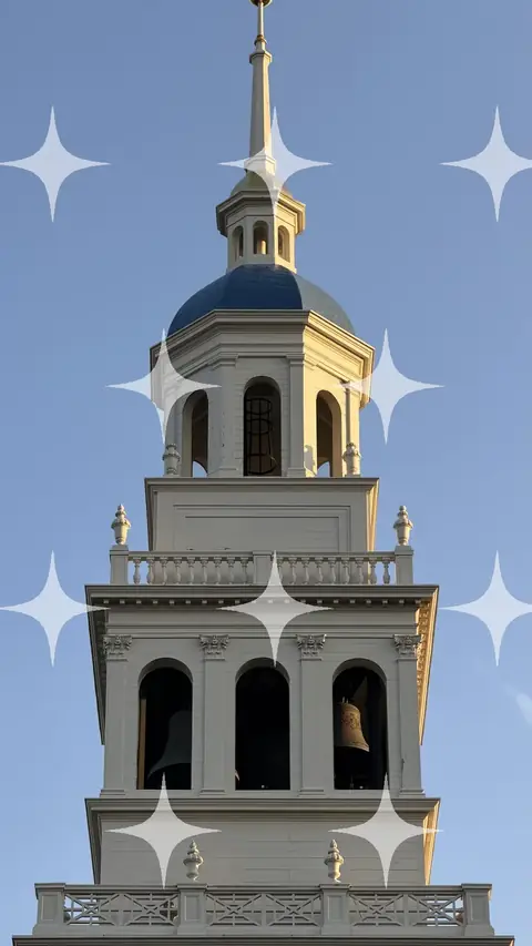 White Steeple Against Blue