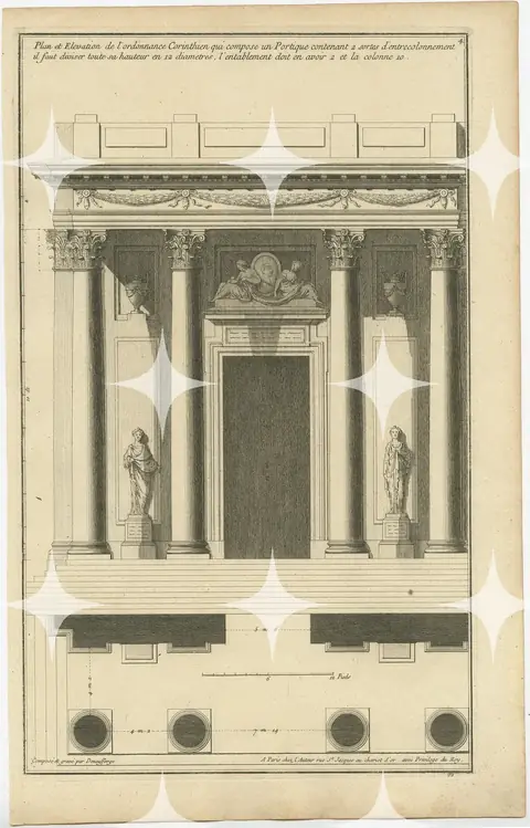 Corinthian Portico, Antique Architectural Plate