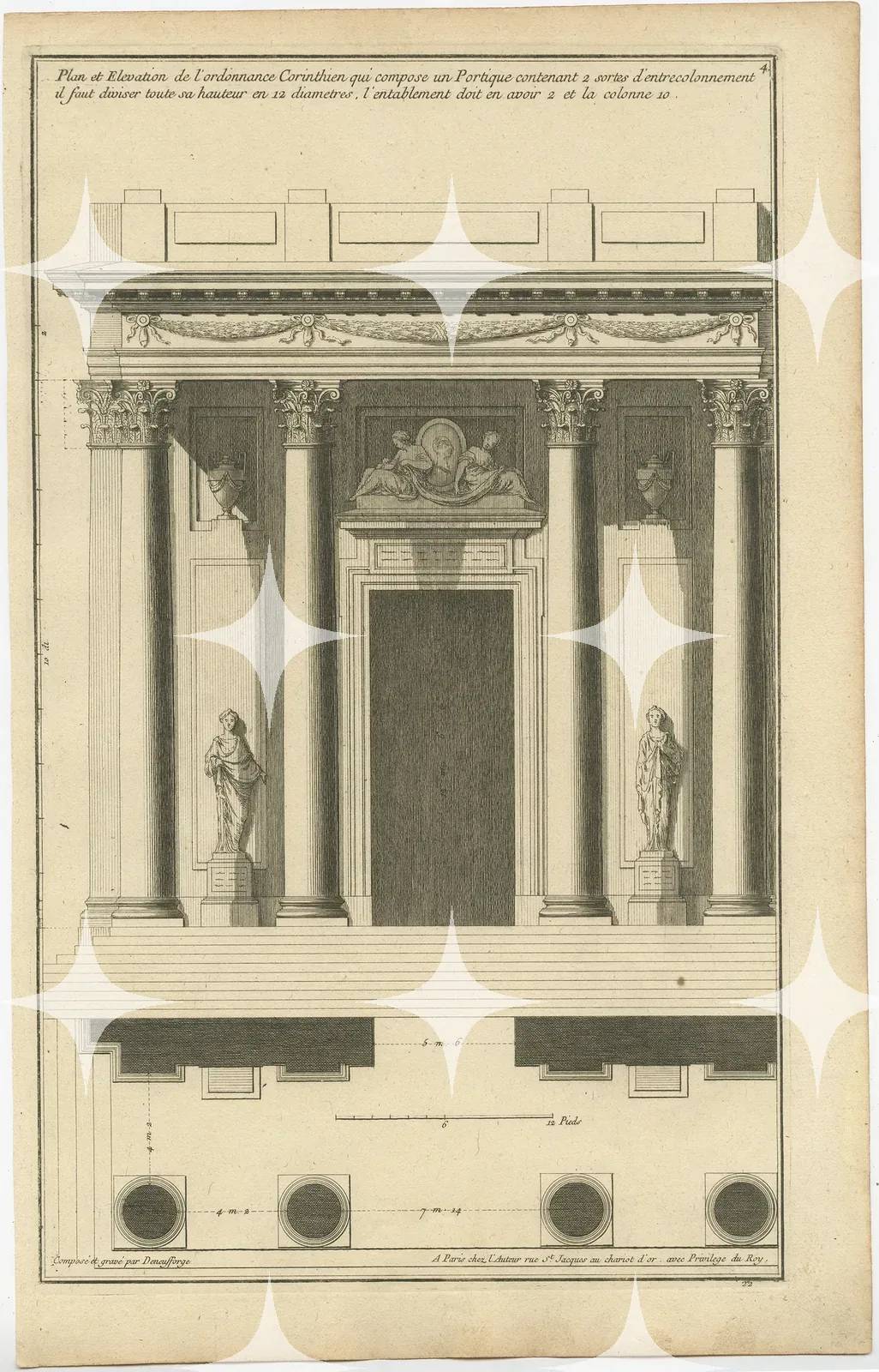 Corinthian Portico, Antique Architectural Plate — photo 1