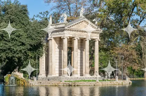 Ionic Temple on a Lake Island