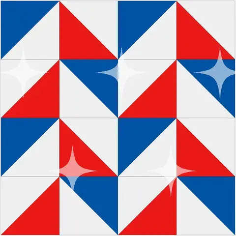 Red and Blue Triangle Quilt Pattern