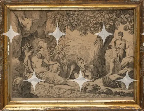 Classical Pastoral Engraving, Framed