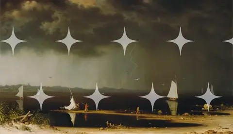 Approaching Storm, Sailboats at Dusk