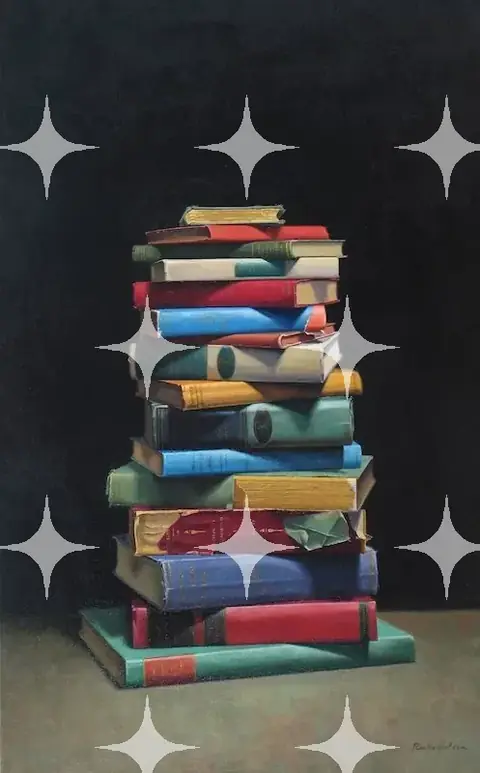 'Book Pile XXXIV' Realist Still Life Print