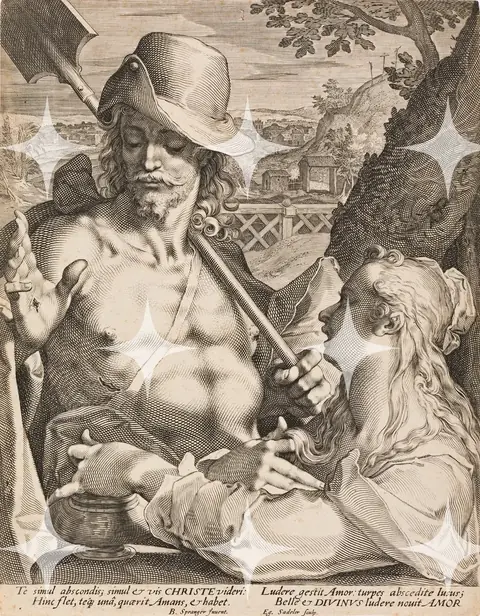 "Christ and the Loving Soul" Allegorical Engraving Print