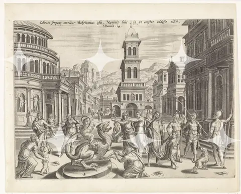 "Daniel and the Dragon" Old Testament Engraving Print