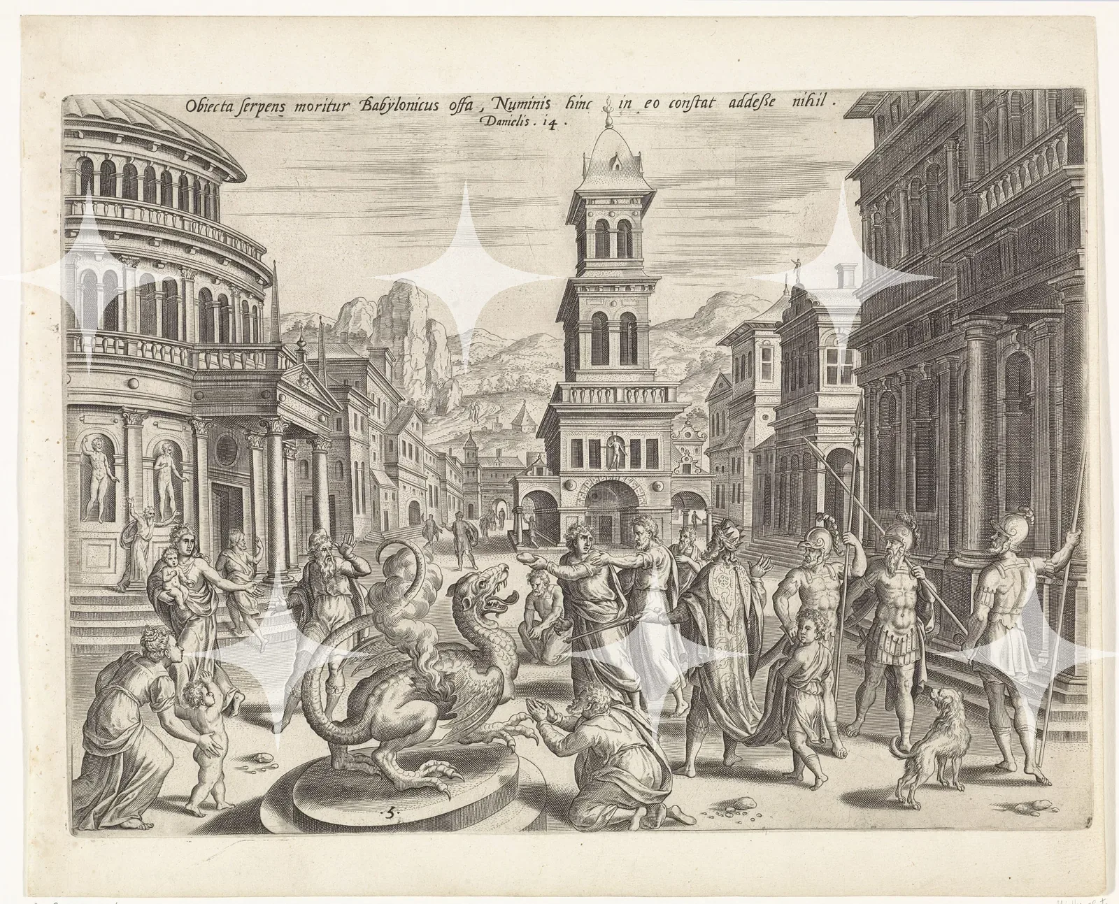"Daniel and the Dragon" Old Testament Engraving Print — photo 1