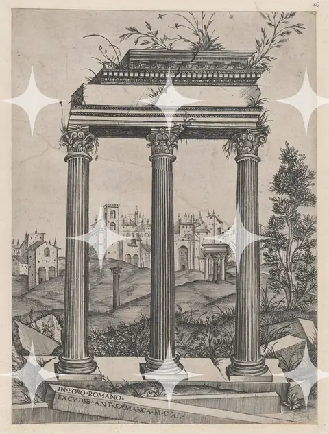 "In Foro Romano" Roman Ruins Engraving Print