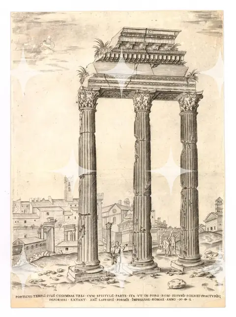 "Porticus Templi Iulii" Roman Ruins Engraving Print