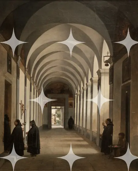 Granet 'Monks in the Cloister of Gesù e Maria, Rome' (1808)