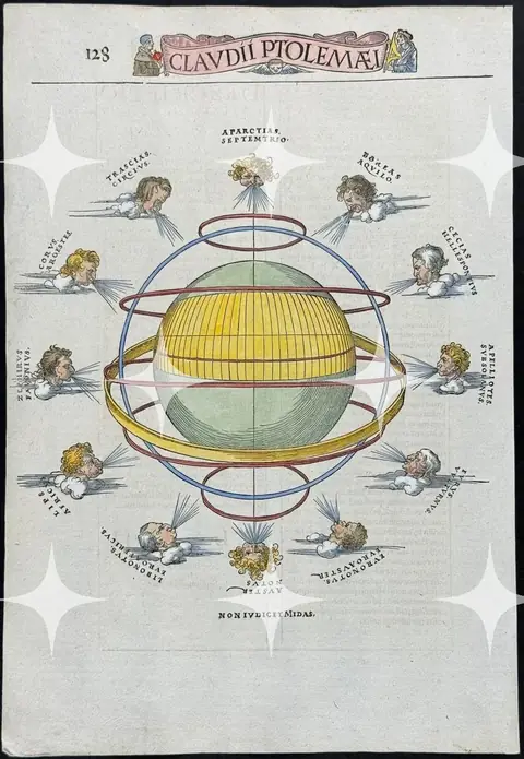 "Claudii Ptolemaei" Cosmography Wind Diagram Print