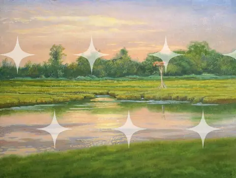 Marsh Sunset, Hudson River School Style