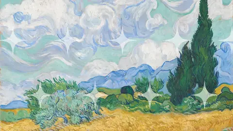 Wheat Field with Cypresses