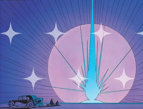Retro-Futurist Landscape with Beam