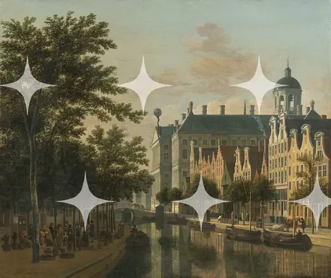 Berckheyde 'Flower Market, Amsterdam', Framed