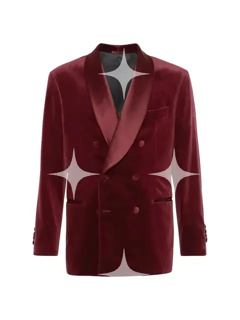 Burgundy Velvet Double-Breasted Dinner Jacket
