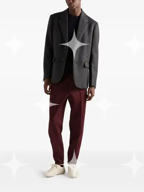 Grey Blazer and Burgundy Trousers