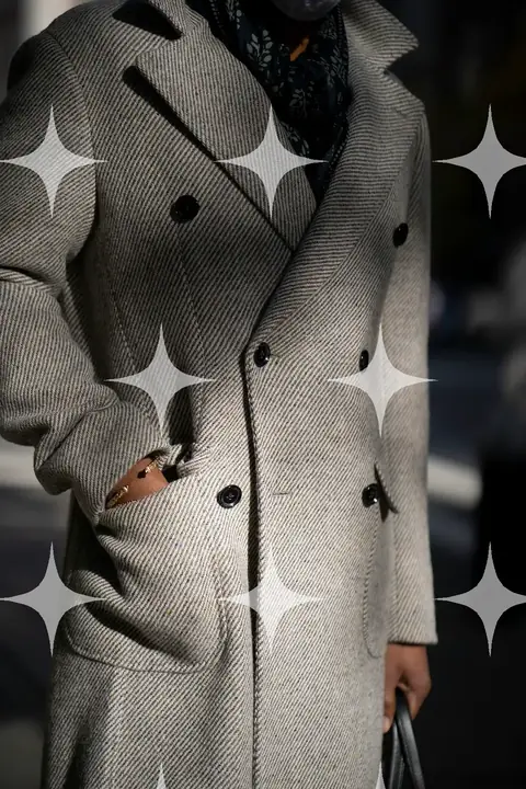 Herringbone Double-Breasted Wool Coat