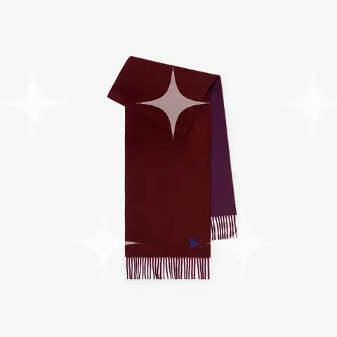 Reversible Fringed Wool Scarf, Burgundy