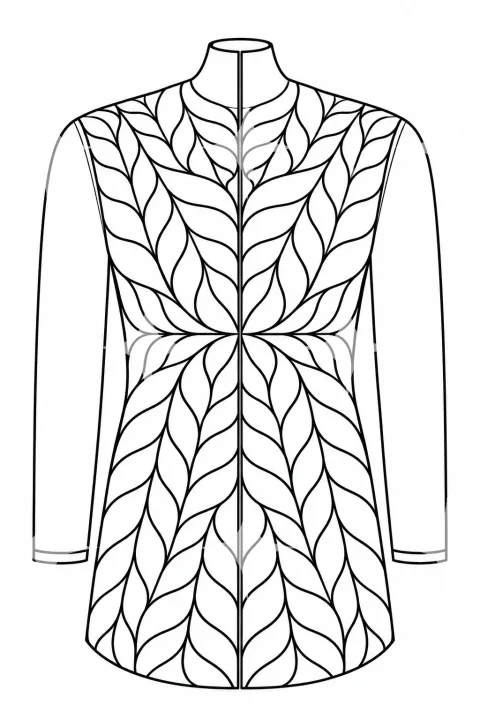 Leaf-Panelled Coat, Technical Drawing