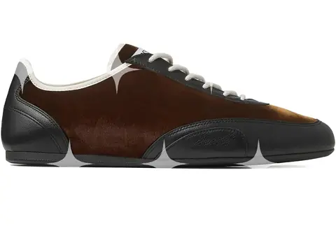 Brown Velvet Low-Top Sneakers