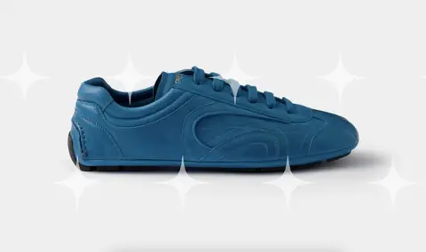 Blue Leather Low-Top Sneakers