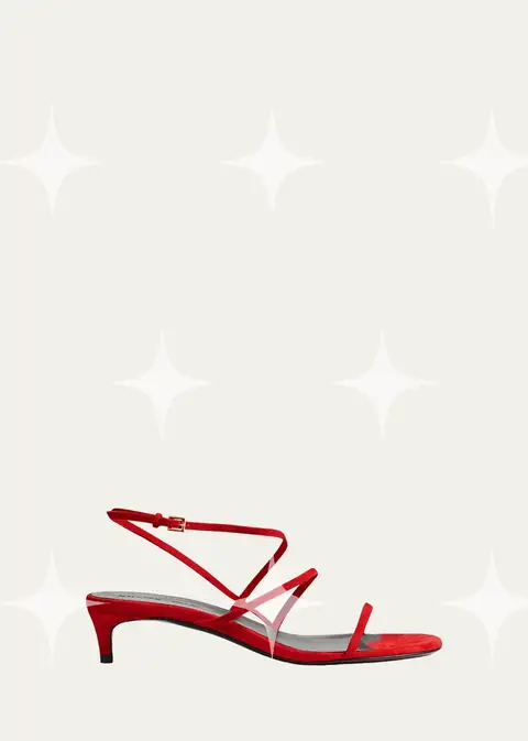 Red Suede Ankle-Strap Sandals