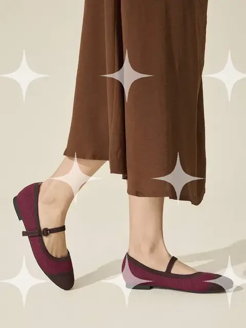 Burgundy Mary Jane Ballet Flats