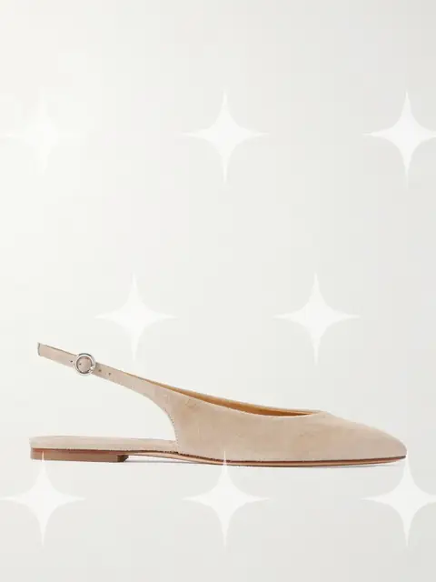 Beige Suede Slingback Flats
