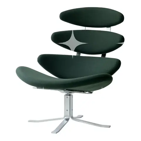 Corona-Style Lounge Chair in Green Wool