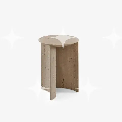 Sculptural Pill-Form Side Tables (Walnut and Travertine)