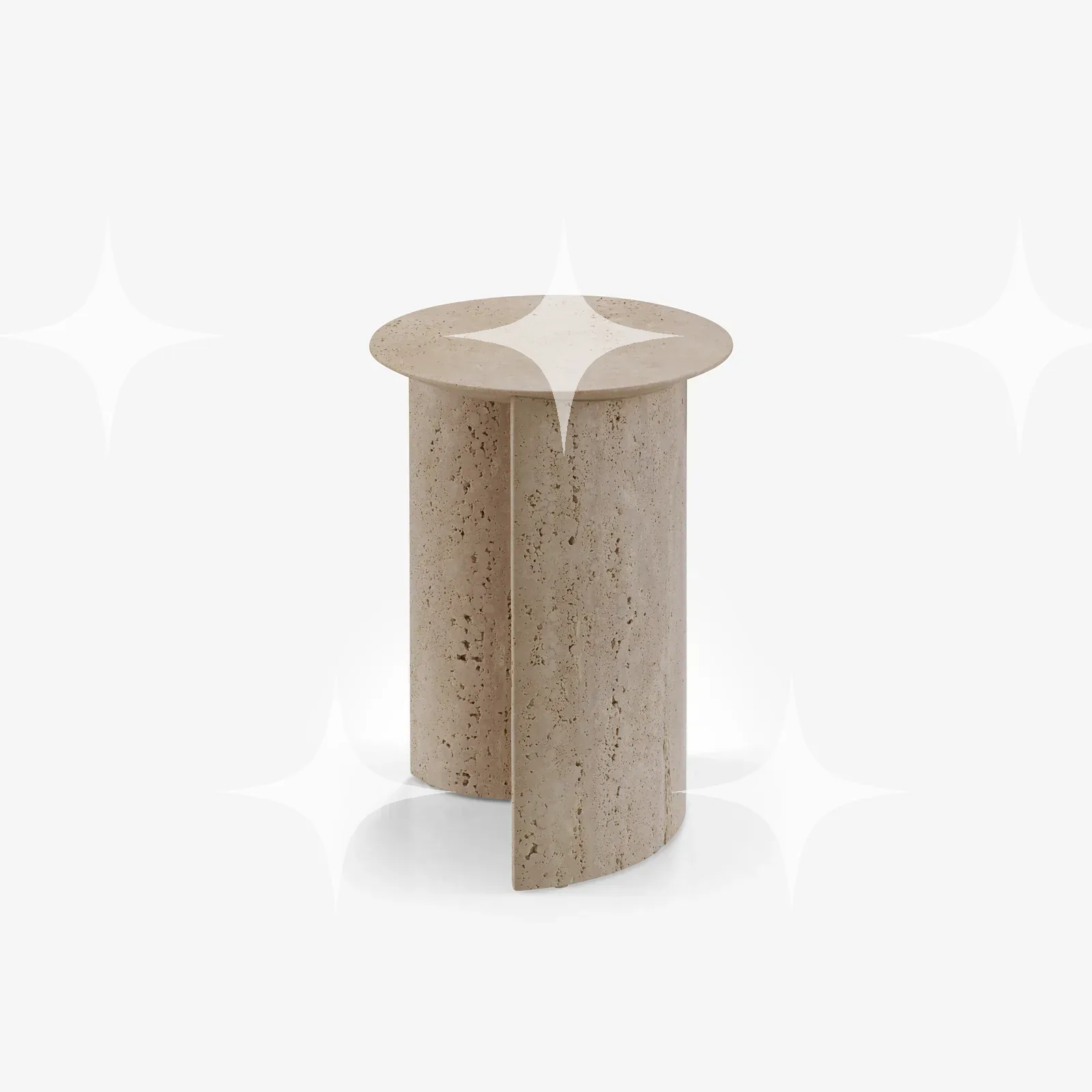 Sculptural Pill-Form Side Tables (Walnut and Travertine) — photo 3