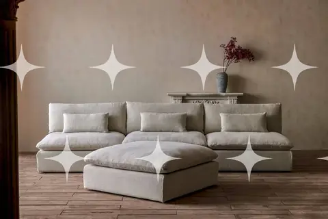 Sixpenny Aria Grande 4-Piece Chaise Sectional, Oatmeal Linen