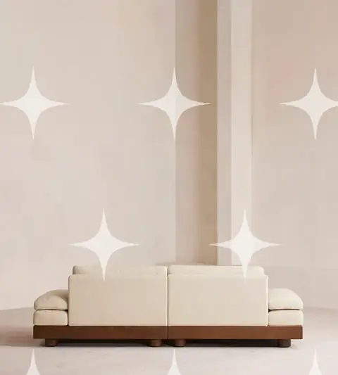 Low-Slung Cream Linen Modular Sectional Sofa (Back View)