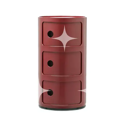 Kartell Componibili 3-Element Storage Unit in Red