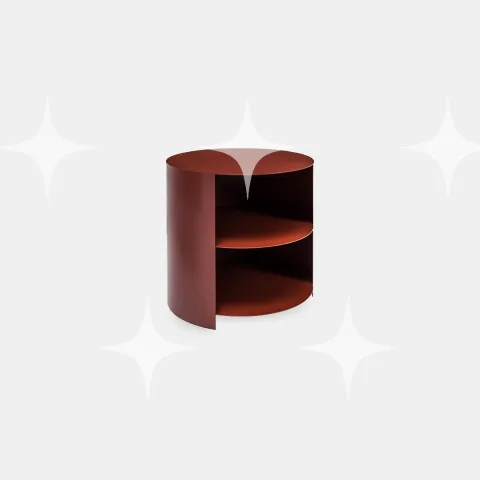 Hem Hide Side Table, Red Brown